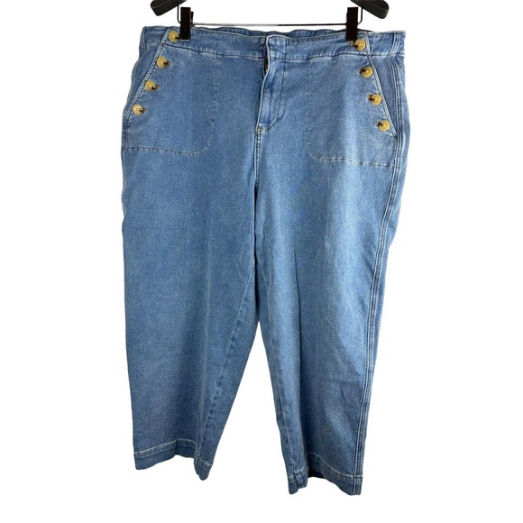 Talbots Sailor Jeans Light Mystic Wash Crop Denim Trouser Women's Plus Size 22W - Picture 2 of 8